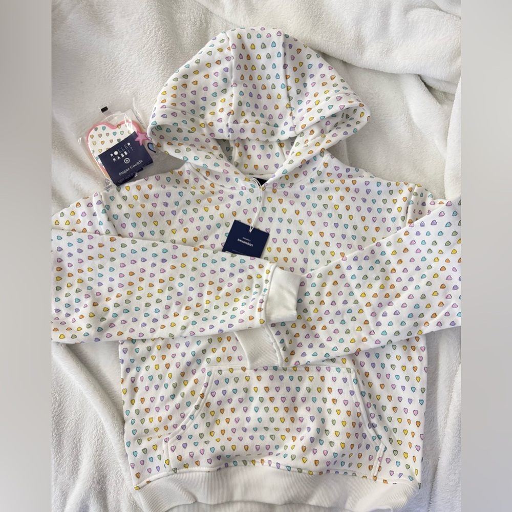 Roller Rabbit × Target Women's Disco Hearts Hoodie MEDIUM & MATCHING COOKIE